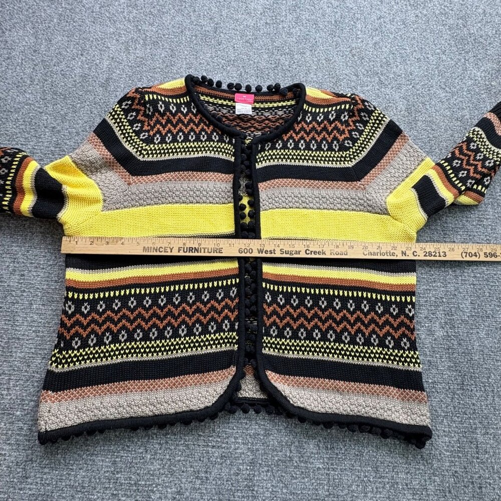 Together Cardigan Womens 16 Boho Tribal Pom Trim Open Festival Global Earthy - Picture 7 of 11